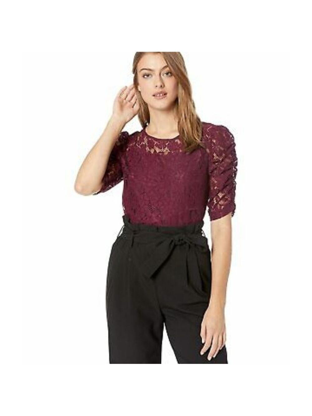 Nanette Lepore Gypsy Rose Lace Top Large Mulberry